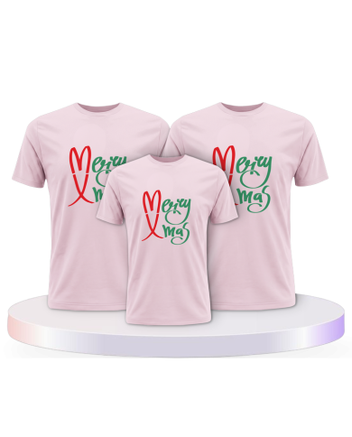 Familienlook T-Shirts mit Merry X Mas Weihnachtsshirts | Paarpulli