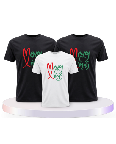 Familienlook T-Shirts mit Merry X Mas Weihnachtsshirts | Paarpulli