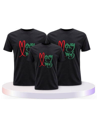 Familienlook T-Shirts mit Merry X Mas Weihnachtsshirts | Paarpulli
