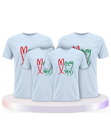 Merry X Mas Weihnachtsshirts Familienset T-Shirts | Paarpulli
