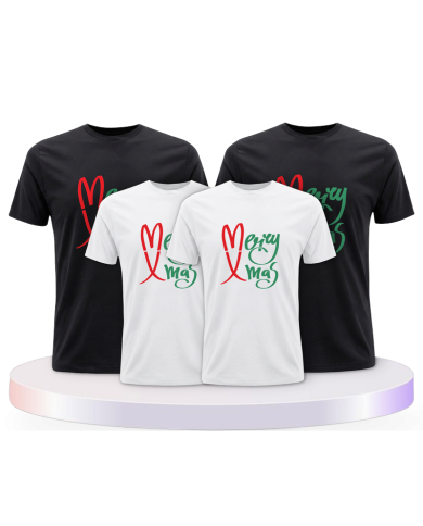 Merry X Mas Weihnachtsshirts Familienset T-Shirts | Paarpulli