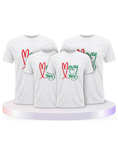 Merry X Mas Weihnachtsshirts Familienset T-Shirts | Paarpulli