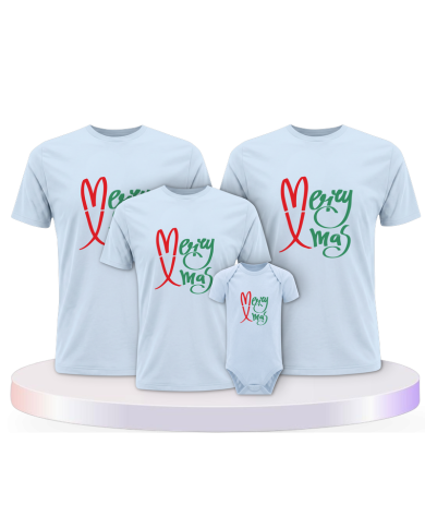 Familienlook T-Shirts mit Merry X Mas Weihnachtsshirts + | Paarpulli