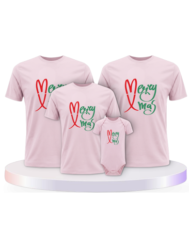 Familienlook T-Shirts mit Merry X Mas Weihnachtsshirts + | Paarpulli