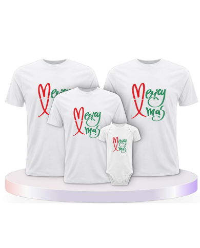 Familienlook T-Shirts mit Merry X Mas Weihnachtsshirts + | Paarpulli