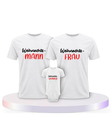 Familienlook T-Shirts mit Weihnachtswunder mit Baby Body | Paarpulli