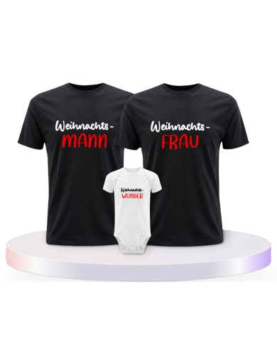 Familienlook T-Shirts mit Weihnachtswunder mit Baby Body | Paarpulli