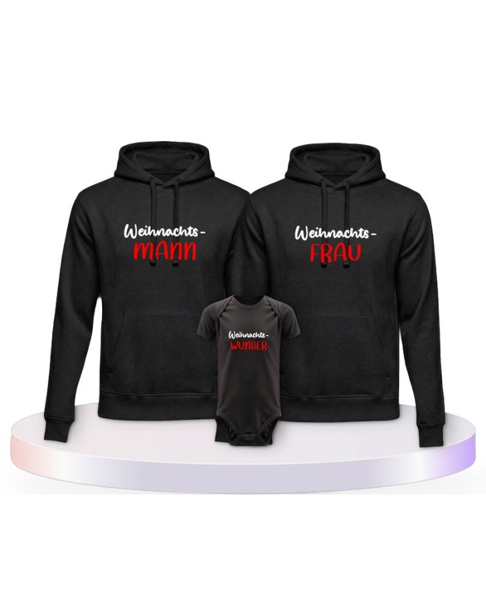 Familienlook Hoodies mit Weihnachtswunder | Paarpulli