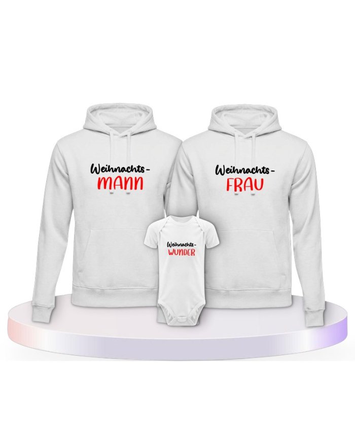 Familienlook Hoodies mit Weihnachtswunder | Paarpulli