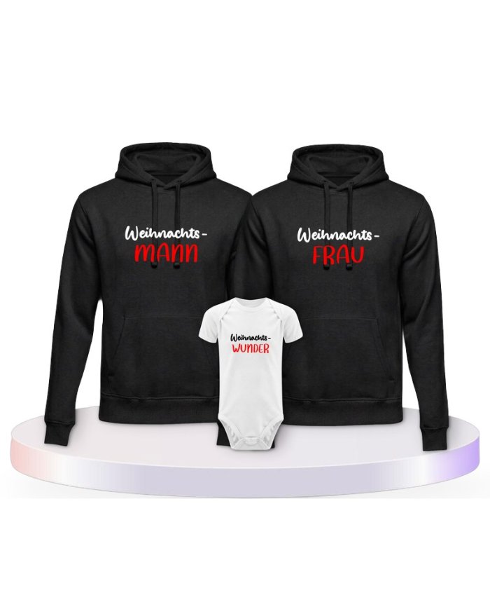 Familienlook Hoodies mit Weihnachtswunder | Paarpulli
