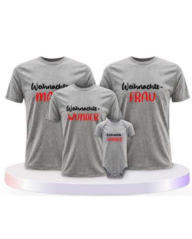Weihnachtswunder Familienset T-Shirts mit Babybody | Paarpulli