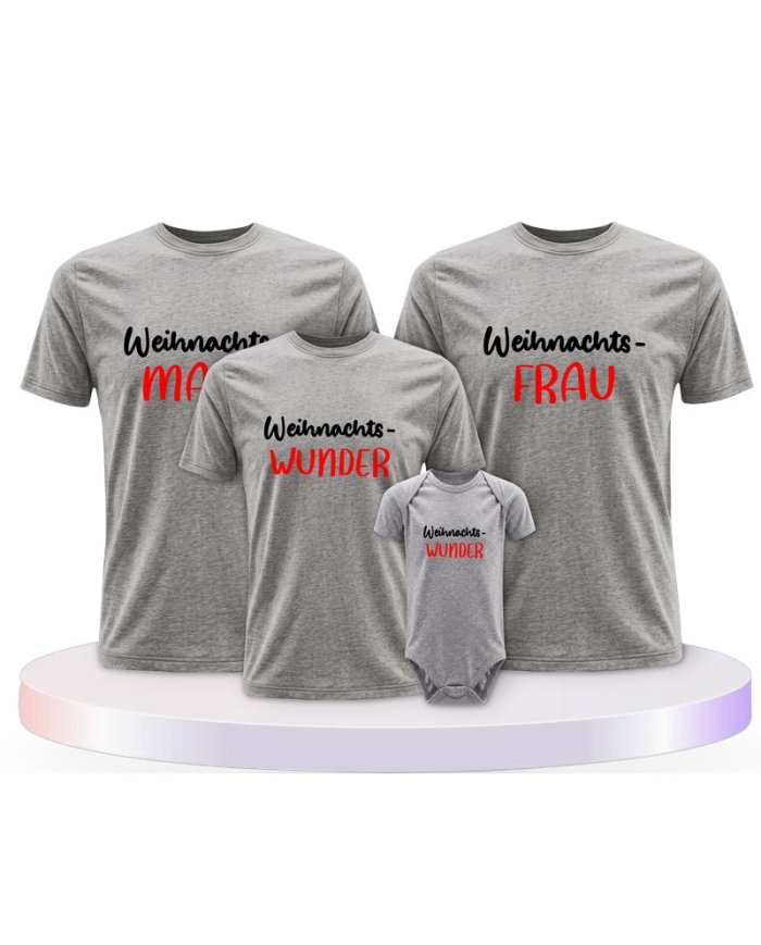 Weihnachtswunder Familienset T-Shirts mit Babybody | Paarpulli