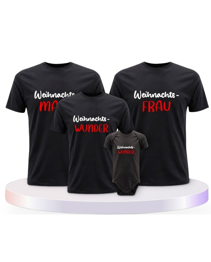 Weihnachtswunder Familienset T-Shirts mit Babybody | Paarpulli