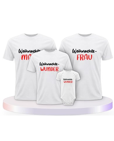 Weihnachtswunder Familienset T-Shirts mit Babybody | Paarpulli