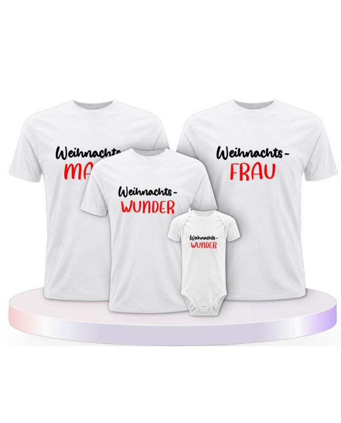 Weihnachtswunder Familienset T-Shirts mit Babybody | Paarpulli