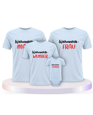 Weihnachtswunder Familienset T-Shirts mit Babybody | Paarpulli