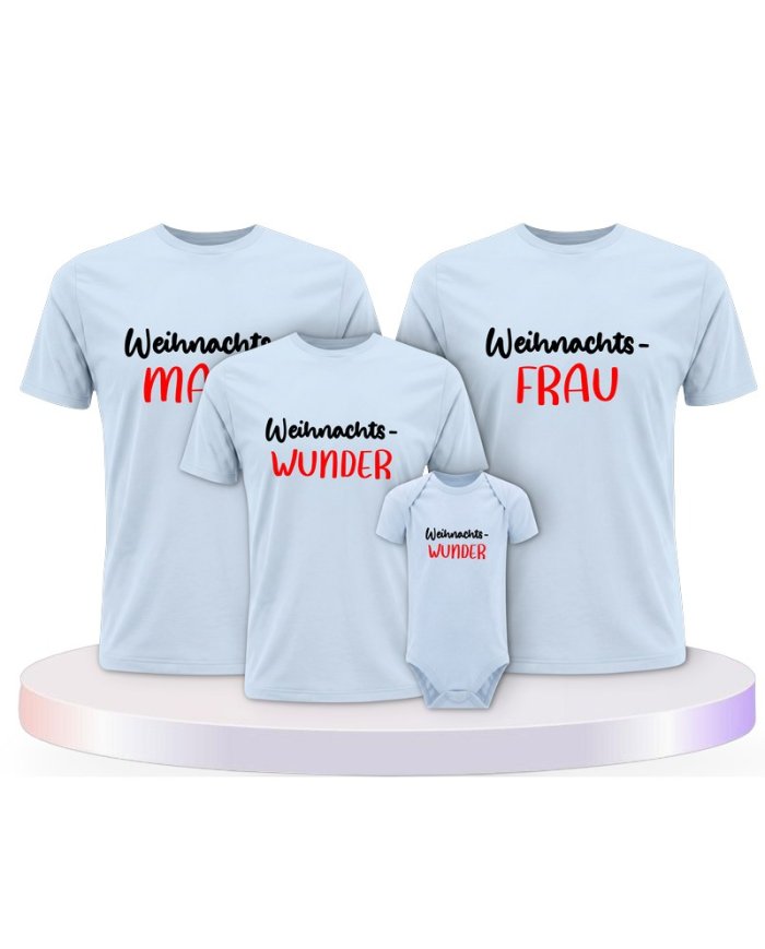 Weihnachtswunder Familienset T-Shirts mit Babybody | Paarpulli