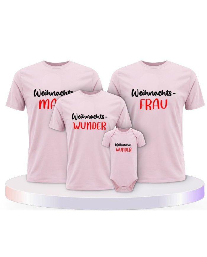 Weihnachtswunder Familienset T-Shirts mit Babybody | Paarpulli