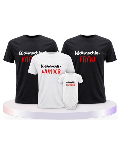 Weihnachtswunder Familienset T-Shirts mit Babybody | Paarpulli
