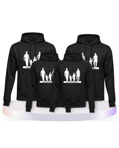 Familienlook Hoodies mit My Love and Life Familienset | Paarpulli