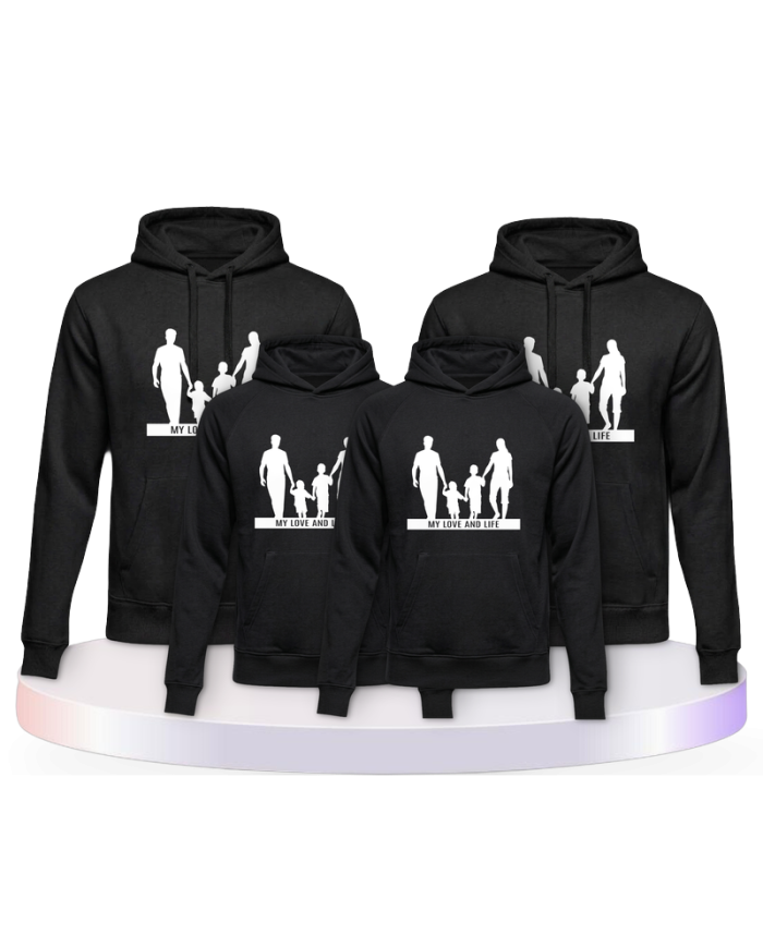 Familienlook Hoodies mit My Love and Life Familienset | Paarpulli