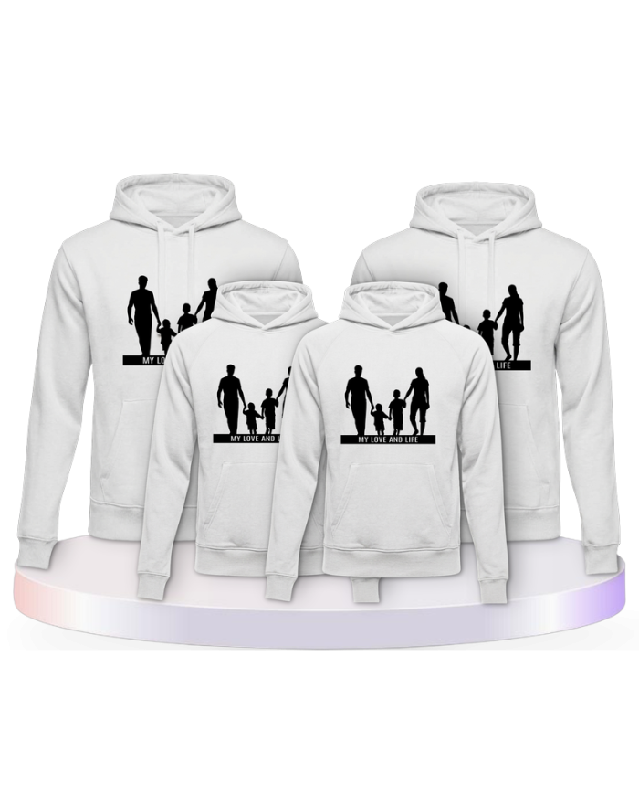 Familienlook Hoodies mit My Love and Life Familienset | Paarpulli