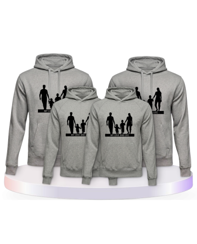 Familienlook Hoodies mit My Love and Life Familienset | Paarpulli