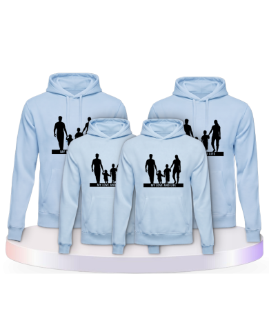 Familienlook Hoodies mit My Love and Life Familienset | Paarpulli