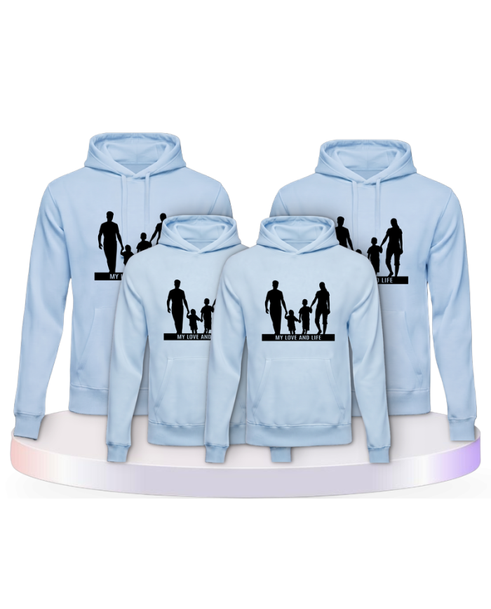 Familienlook Hoodies mit My Love and Life Familienset | Paarpulli