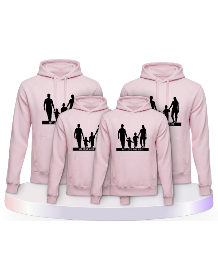 Familienlook Hoodies mit My Love and Life Familienset | Paarpulli