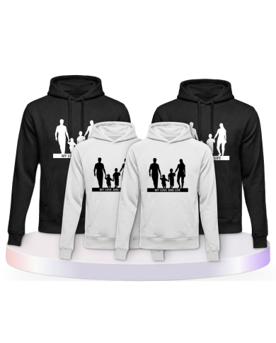 Familienlook Hoodies mit My Love and Life Familienset | Paarpulli