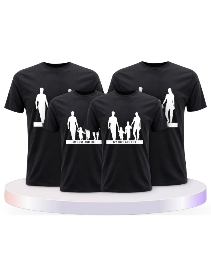 Familienlook T-Shirts mit My Love and Life Familienset | Paarpulli