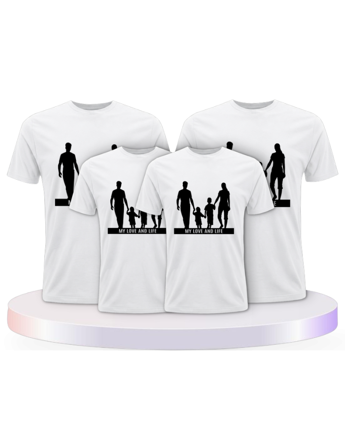 Familienlook T-Shirts mit My Love and Life Familienset | Paarpulli