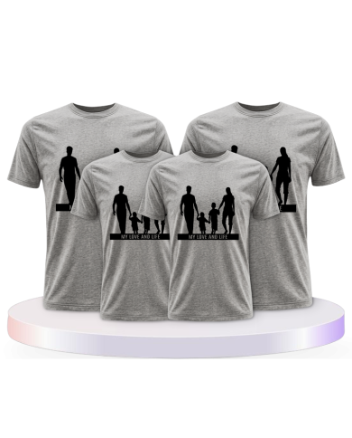 Familienlook T-Shirts mit My Love and Life Familienset | Paarpulli