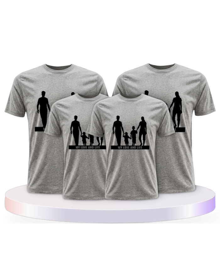 Familienlook T-Shirts mit My Love and Life Familienset | Paarpulli