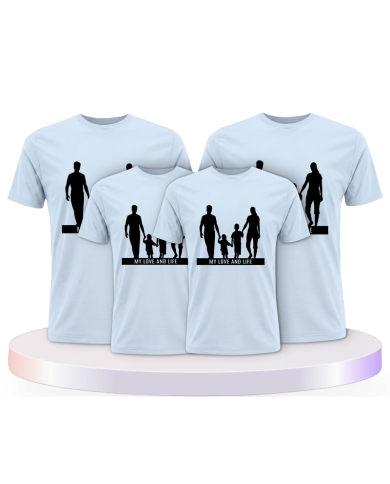 Familienlook T-Shirts mit My Love and Life Familienset | Paarpulli