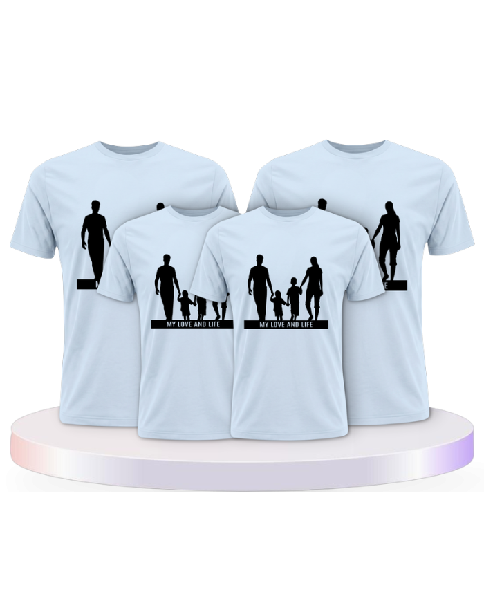 Familienlook T-Shirts mit My Love and Life Familienset | Paarpulli