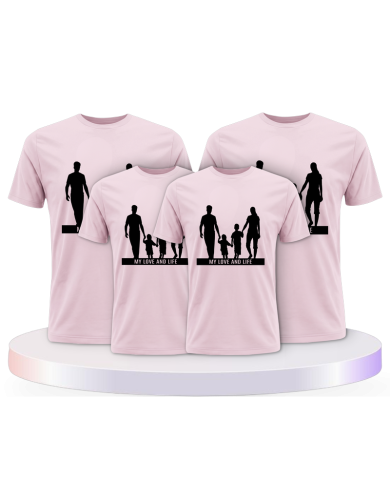 Familienlook T-Shirts mit My Love and Life Familienset | Paarpulli