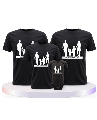 Familienlook T-Shirts mit My Love and Life mit Baby Body | Paarpulli