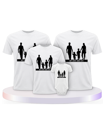 Familienlook T-Shirts mit My Love and Life mit Baby Body | Paarpulli