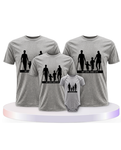 Familienlook T-Shirts mit My Love and Life mit Baby Body | Paarpulli
