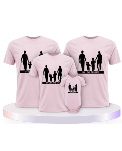 Familienlook T-Shirts mit My Love and Life mit Baby Body | Paarpulli