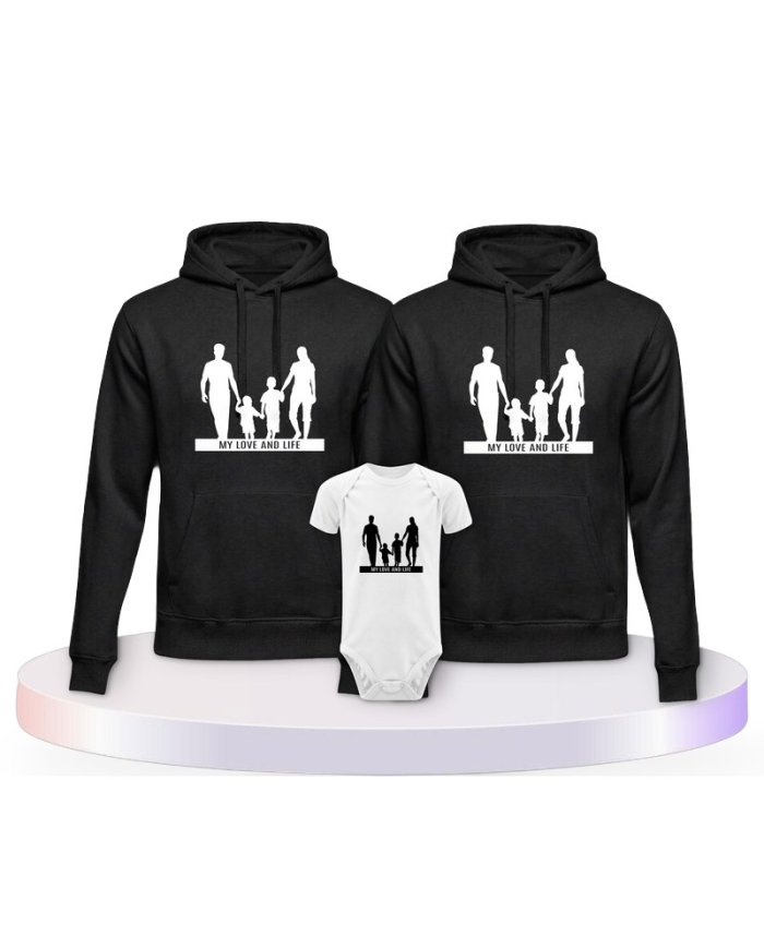 My Love and Life Familienset Hoodies mit Babybody | Paarpulli