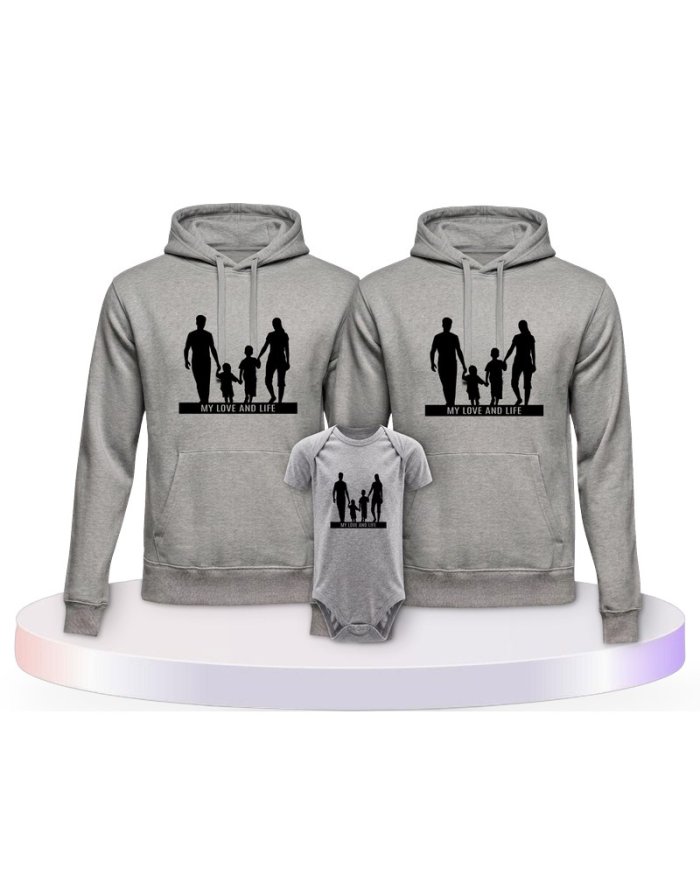 My Love and Life Familienset Hoodies mit Babybody | Paarpulli