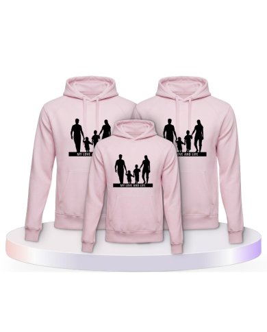 My Love and Life Familienset Hoodies | Paarpulli