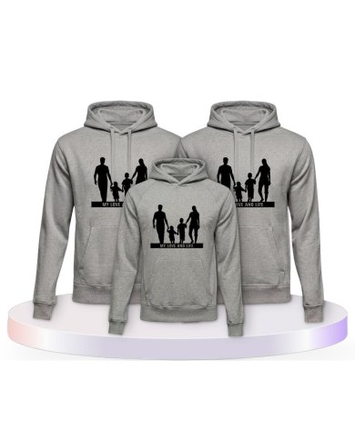 My Love and Life Familienset Hoodies | Paarpulli