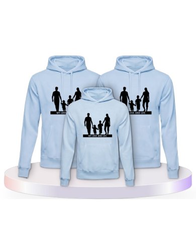 My Love and Life Familienset Hoodies | Paarpulli