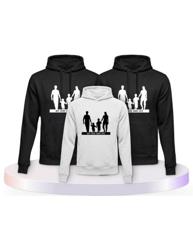My Love and Life Familienset Hoodies | Paarpulli