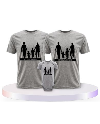 Familienlook T-Shirts mit My Love and Life | Paarpulli