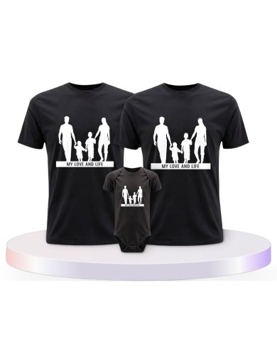 Familienlook T-Shirts mit My Love and Life | Paarpulli